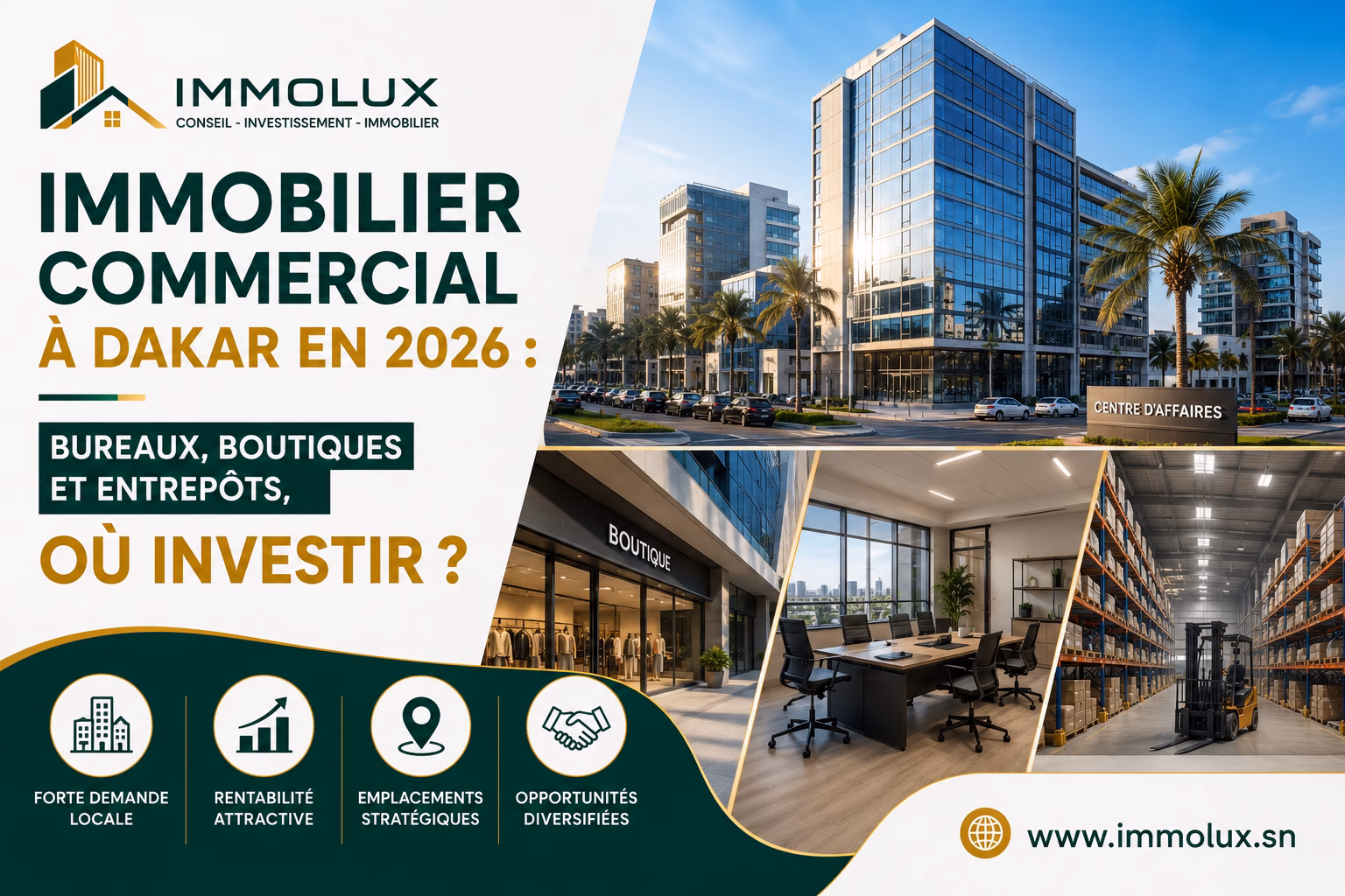 Immobilier commercial à Dakar en 2026 : bureaux, boutiques et entrepôts, où investir ?